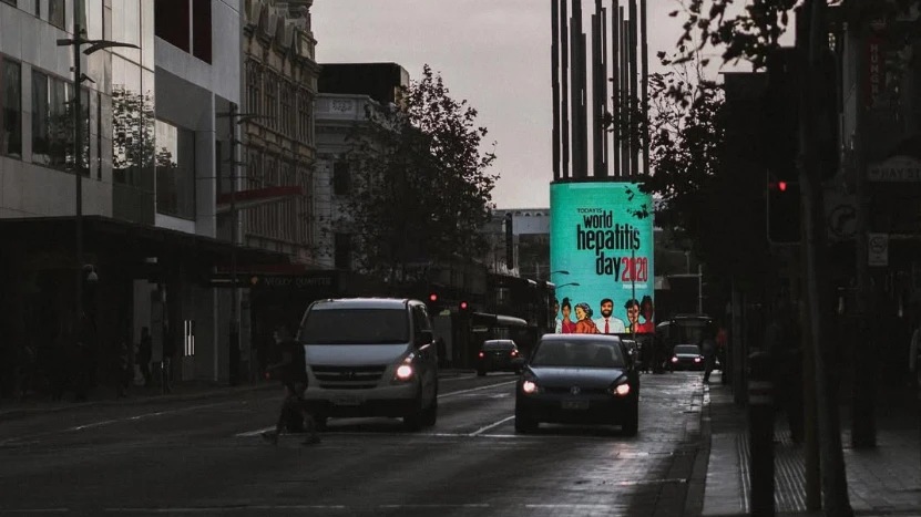 World Hepatitis Day 2020 digital billboard in Perth