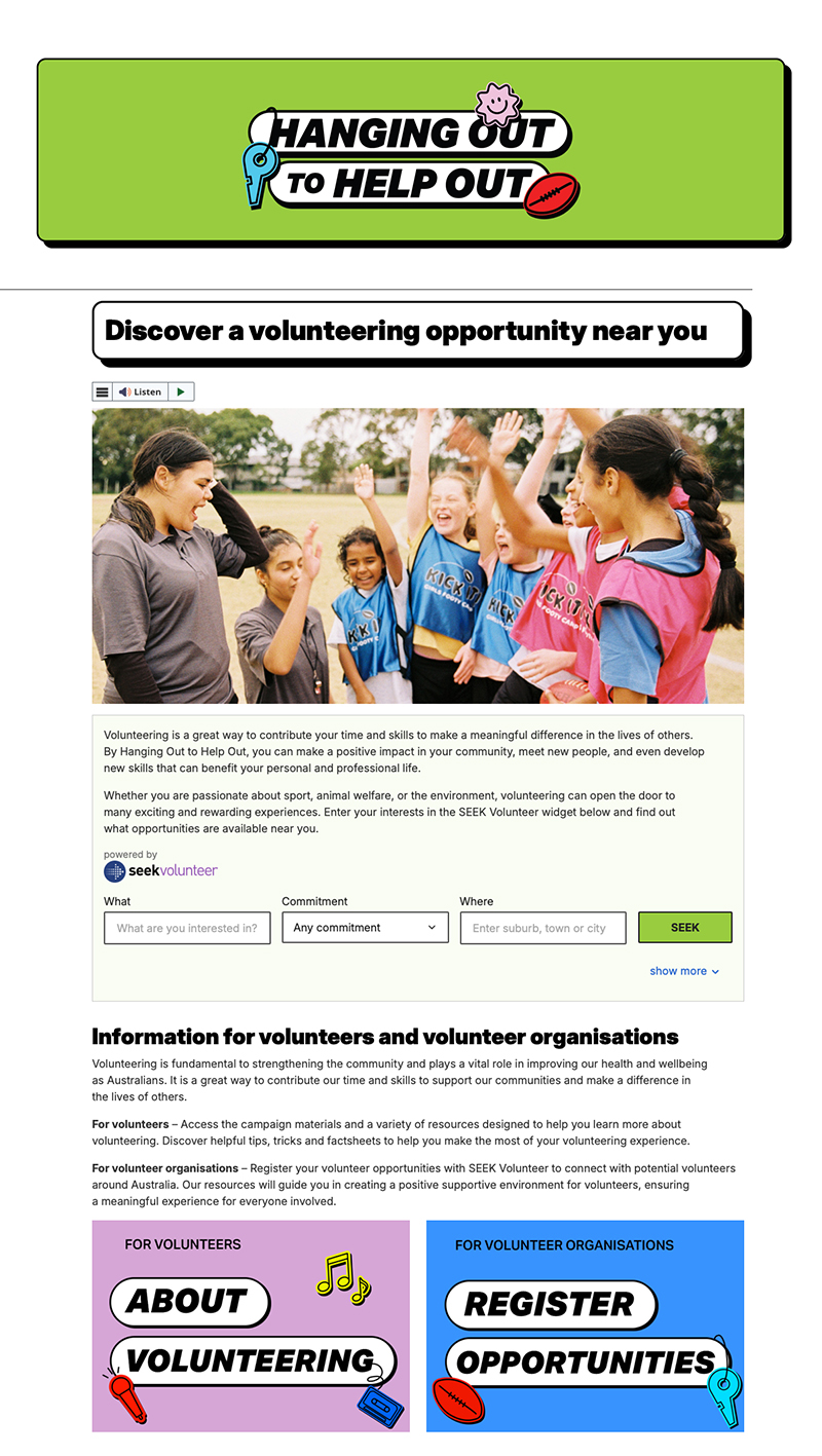 Hanging Out to Help Out campaign website
